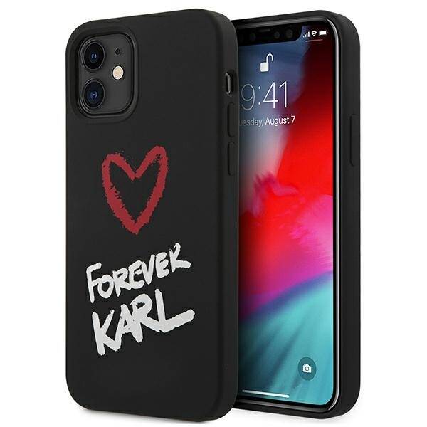 KARL LAGERFELD KLHCP12SSILKRBK IPHONE 12 MINI 5,4" CZARNY/BLACK HARDCASE SILICONE FOREVER KARL