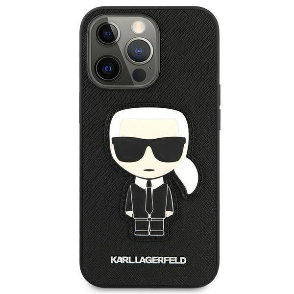 KARL LAGERFELD KLHCP13LOKPK IPHONE 13 PRO / 13 6,1" CZARNY/BLACK HARDCASE SAFFIANO IKONIK KARL`S PATCH