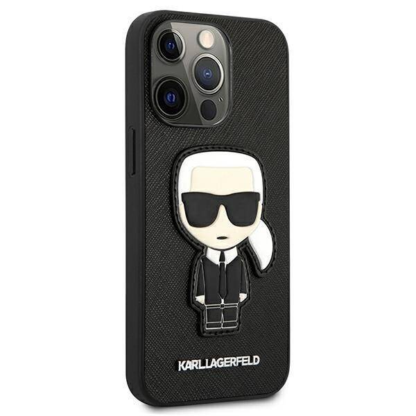 KARL LAGERFELD KLHCP13LOKPK IPHONE 13 PRO / 13 6,1" CZARNY/BLACK HARDCASE SAFFIANO IKONIK KARL`S PATCH