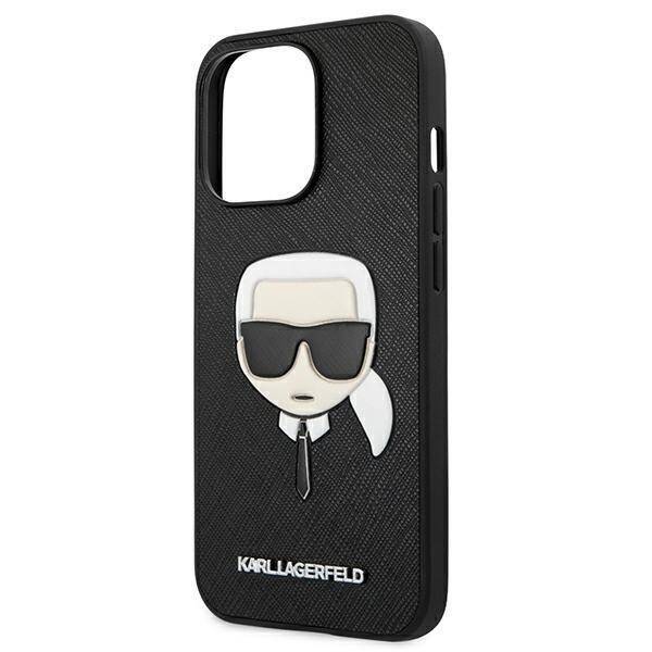 KARL LAGERFELD KLHCP13LSAKHBK IPHONE 13 PRO / 13 6,1" CZARNY/BLACK HARDCASE SAFFIANO IKONIK KARL`S HEAD