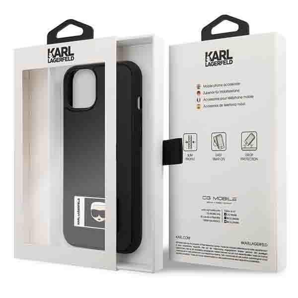 KARL LAGERFELD KLHCP13M3DKPK IPHONE 13 / 14 / 15 6,1" CZARNY/BLACK HARDCASE IKONIK PATCH