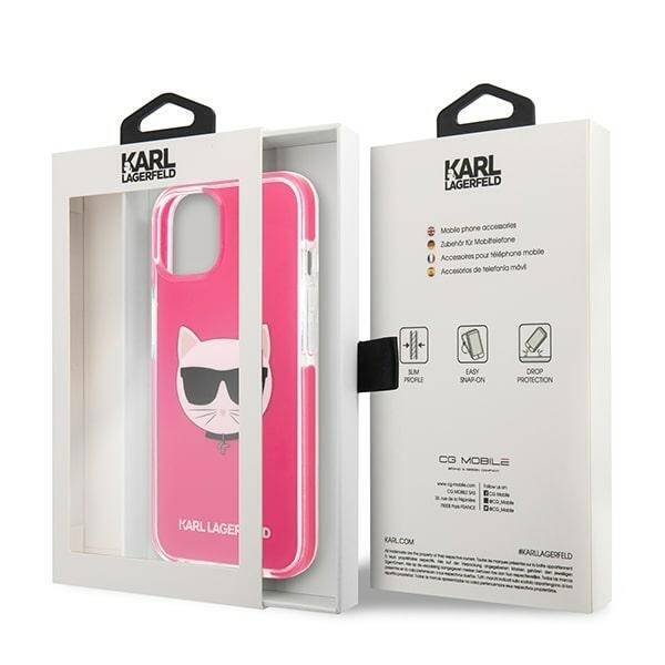 KARL LAGERFELD KLHCP13MTPECPI IPHONE 13 / 14 / 15 6,1" HARDCASE FUKSJA/FUSCHIA CHOUPETTE HEAD