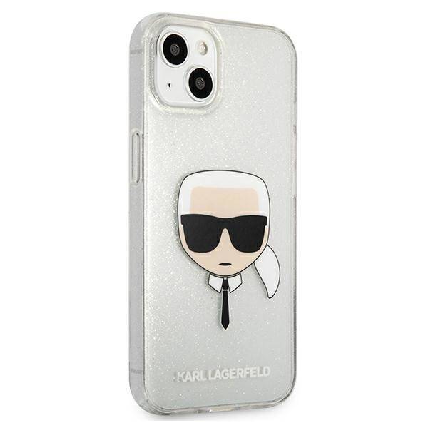 KARL LAGERFELD KLHCP13SKHTUGLS IPHONE 13 MINI 5,4" SREBRNY/SILVER HARDCASE GLITTER KARL`S HEAD