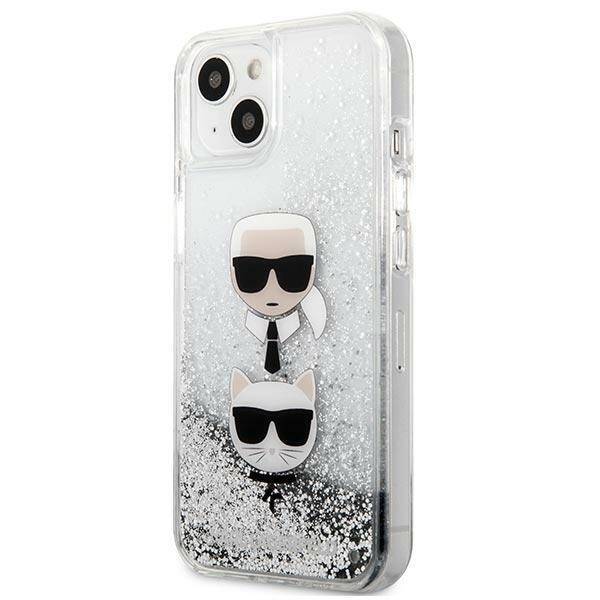 KARL LAGERFELD KLHCP13SKICGLS IPHONE 13 MINI 5,4" SREBRNY/SILVER HARDCASE LIQUID GLITTER KARL&CHOUPETTE HEAD