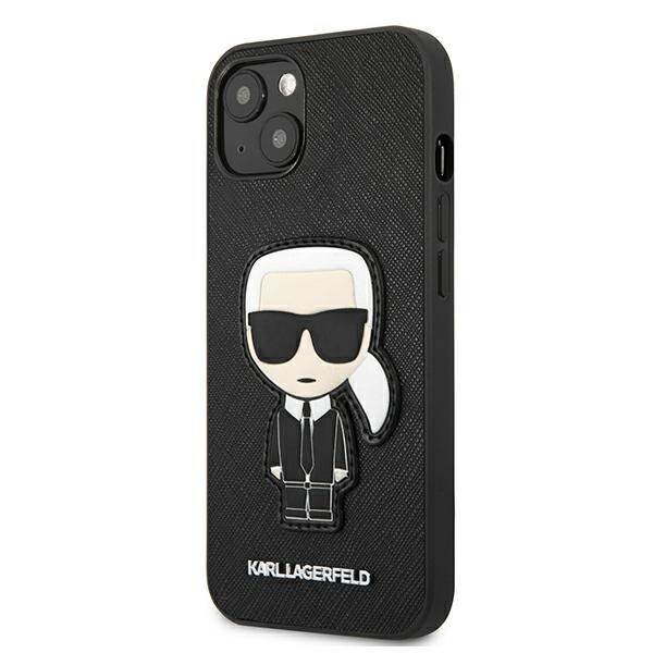 KARL LAGERFELD KLHCP13SOKPK IPHONE 13 MINI 5,4" CZARNY/BLACK HARDCASE SAFFIANO IKONIK KARL`S PATCH