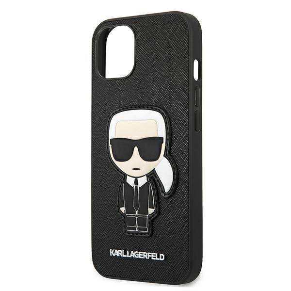 KARL LAGERFELD KLHCP13SOKPK IPHONE 13 MINI 5,4" CZARNY/BLACK HARDCASE SAFFIANO IKONIK KARL`S PATCH