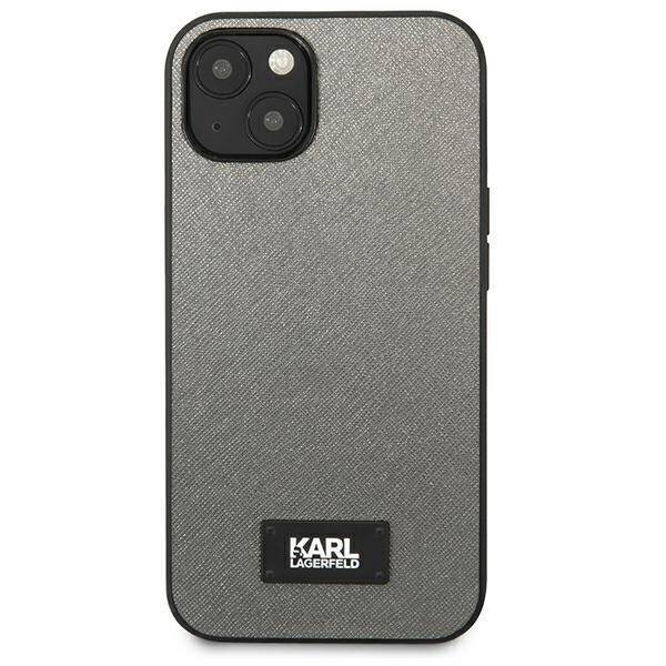 KARL LAGERFELD KLHCP13SSFMP2DG IPHONE 13 MINI 5,4" HARDCASE SREBRNY/SILVER SAFFIANO PLAQUE