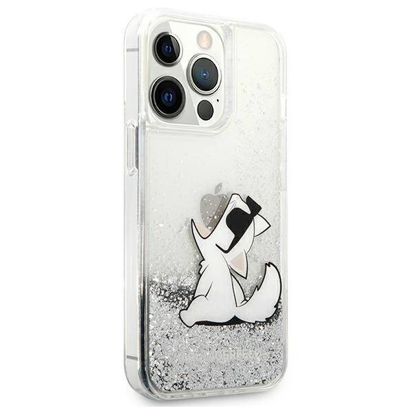 KARL LAGERFELD KLHCP13XGCFS IPHONE 13 PRO MAX 6,7" SREBRNY/SILVER HARDCASE LIQUID GLITTER CHOUPETTE FUN