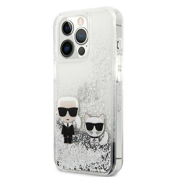 KARL LAGERFELD KLHCP13XGKCS 13 PRO MAX 6,7" SREBRNY/SILVER HARDCASE LIQUID GLITTER KARL&CHOUPETTE