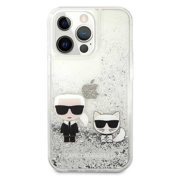 KARL LAGERFELD KLHCP13XGKCS 13 PRO MAX 6,7" SREBRNY/SILVER HARDCASE LIQUID GLITTER KARL&CHOUPETTE