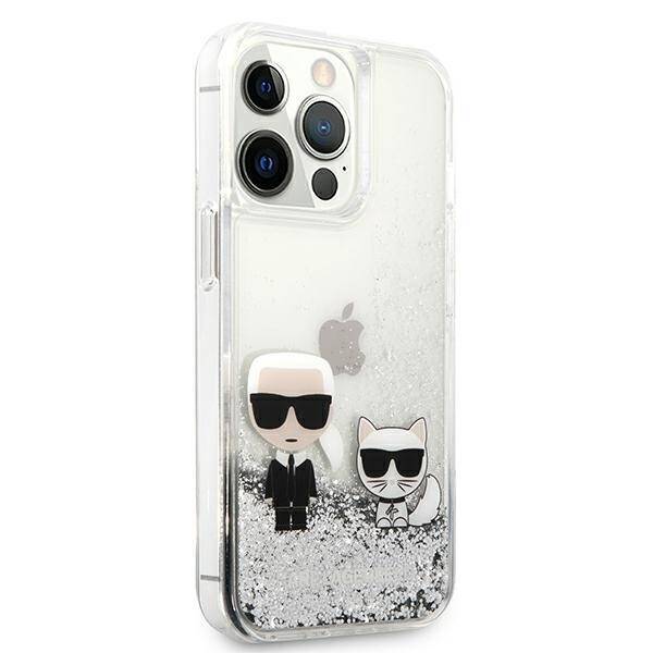 KARL LAGERFELD KLHCP13XGKCS 13 PRO MAX 6,7" SREBRNY/SILVER HARDCASE LIQUID GLITTER KARL&CHOUPETTE