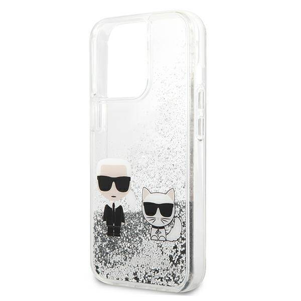 KARL LAGERFELD KLHCP13XGKCS 13 PRO MAX 6,7" SREBRNY/SILVER HARDCASE LIQUID GLITTER KARL&CHOUPETTE