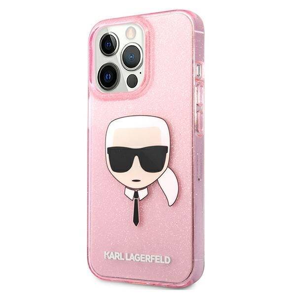 KARL LAGERFELD KLHCP13XKHTUGLP IPHONE 13 PRO MAX 6,7" RÓŻOWY/PINK HARDCASE GLITTER KARL`S HEAD