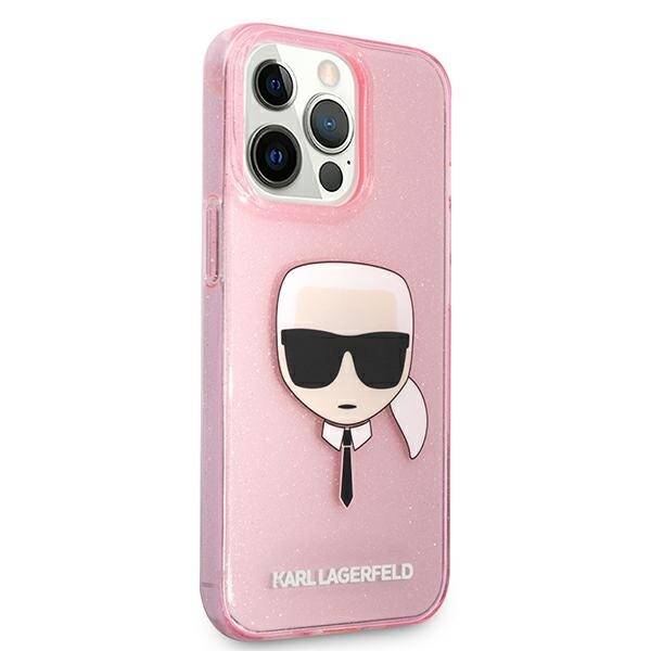 KARL LAGERFELD KLHCP13XKHTUGLP IPHONE 13 PRO MAX 6,7" RÓŻOWY/PINK HARDCASE GLITTER KARL`S HEAD