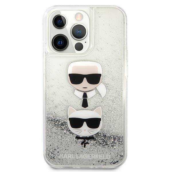 KARL LAGERFELD KLHCP13XKICGLS IPHONE 13 PRO MAX 6,7" SREBRNY/SILVER HARDCASE LIQUID GLITTER KARL&CHOUPETTE HEAD