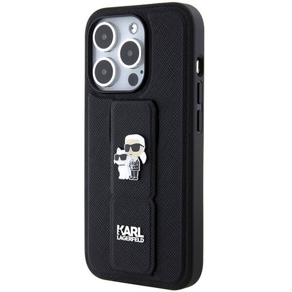 KARL LAGERFELD KLHCP14LGSAKCPK IPHONE 14 PRO 6.1" CZARNY/BLACK HARDCASE GRIPSTAND SAFFIANO KARL&CHOUPETTE PINS