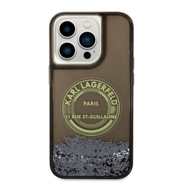 KARL LAGERFELD KLHCP14LLCRSGRK IPHONE 14 PRO 6,1" CZARNY/BLACK HARDCASE LIQUID GLITTER RSG