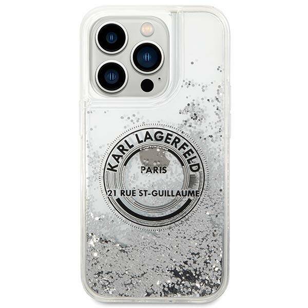 KARL LAGERFELD KLHCP14LLCRSGRS IPHONE 14 PRO 6,1" SREBRNY/SILVER HARDCASE LIQUID GLITTER RSG