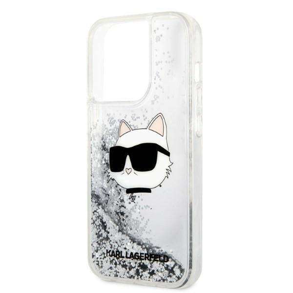 KARL LAGERFELD KLHCP14LLNCHCS IPHONE 14 PRO 6,1" SREBRNY/SILVER HARDCASE GLITTER CHOUPETTE HEAD