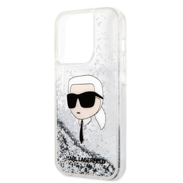 KARL LAGERFELD KLHCP14LLNKHCH IPHONE 14 PRO 6,1" SREBRNY/SILVER HARDCASE GLITTER KARL HEAD