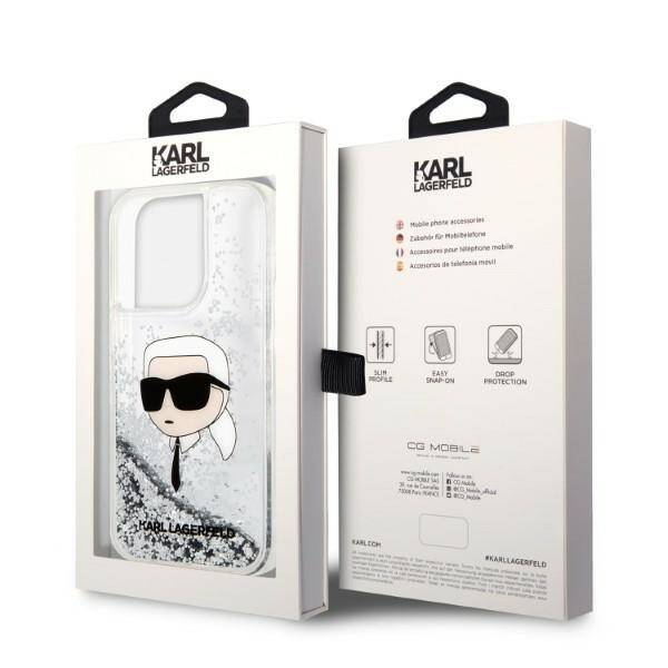 KARL LAGERFELD KLHCP14LLNKHCH IPHONE 14 PRO 6,1" SREBRNY/SILVER HARDCASE GLITTER KARL HEAD