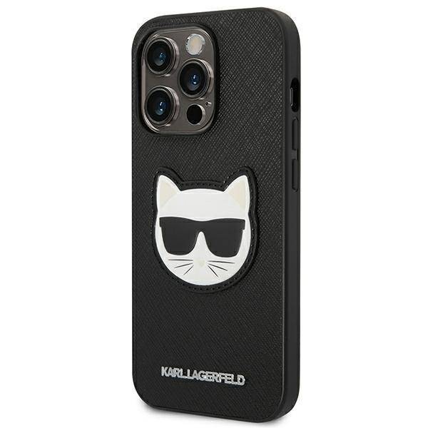 KARL LAGERFELD KLHCP14LSAPCHK IPHONE 14 PRO 6,1" HARDCASE CZARNY/BLACK SAFFIANO CHOUPETTE HEAD PATCH