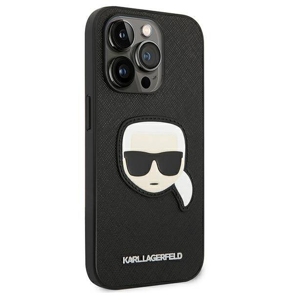 KARL LAGERFELD KLHCP14LSAPKHK IPHONE 14 PRO 6,1" CZARNY/BLACK HARDCASE SAFFIANO KARL`S HEAD PATCH