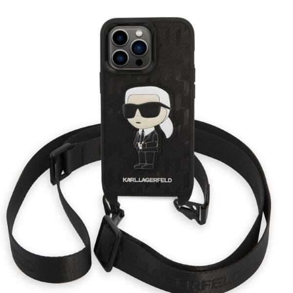 KARL LAGERFELD KLHCP14LSTKMK IPHONE 14 PRO 6,1" CZARNY/BLACK HARDCASE MONOGRAM IKONIK PATCH