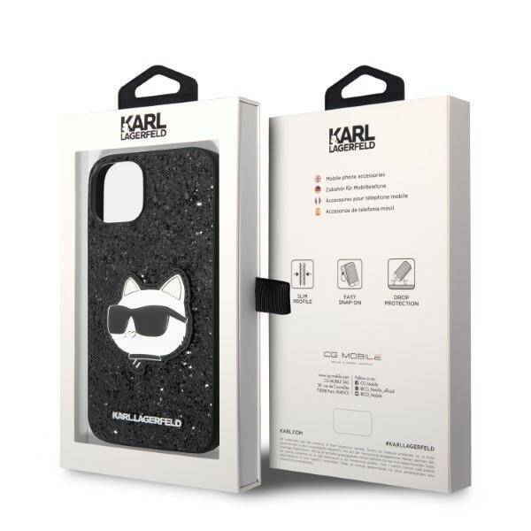 KARL LAGERFELD KLHCP14MG2CPK IPHONE 14 PLUS / 15 PLUS 6,7" CZARNY/BLACK HARDCASE GLITTER CHOUPETTE PATCH