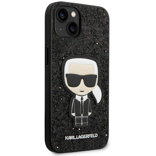 KARL LAGERFELD KLHCP14MGFKPK IPHONE 14 PLUS / 15 PLUS 6,7" HARDCASE CZARNY/BLACK GLITTER FLAKES IKONIK