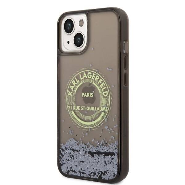 KARL LAGERFELD KLHCP14SLCRSGRK IPHONE 14 / 15 / 13 6,1" CZARNY/BLACK HARDCASE LIQUID GLITTER RSG