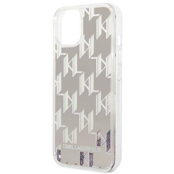 KARL LAGERFELD KLHCP14SLMNMS IPHONE 14 / 15 / 13 6,1" HARDCASE SREBRNY/SILVER LIQUID GLITTER MONOGRAM