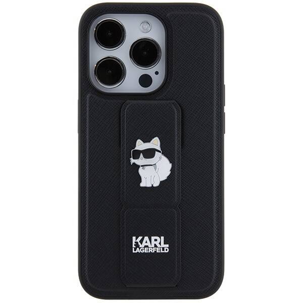 KARL LAGERFELD KLHCP14XGSACHPK IPHONE 14 PRO MAX 6.7" CZARNY/BLACK HARDCASE GRIPSTAND SAFFIANO CHOUPETTE PINS