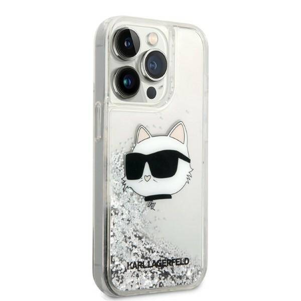 KARL LAGERFELD KLHCP14XLNCHCS IPHONE 14 PRO MAX 6,7" SREBRNY/SILVER HARDCASE GLITTER CHOUPETTE HEAD