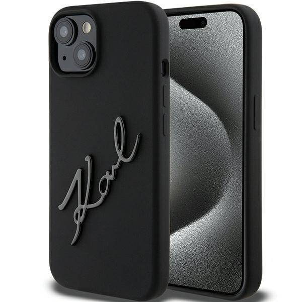 KARL LAGERFELD KLHCP15SSKSBMCK IPHONE 15 / 14 / 13 6.1" CZARNY/BLACK HARDCASE SILICONE KARL SCRIPT