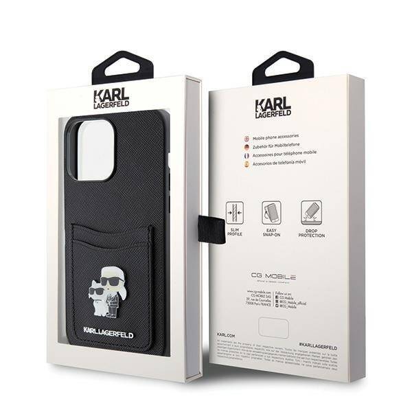 KARL LAGERFELD KLHCP15XSAPKCNPK IPHONE 15 PRO MAX 6.7" CZARNY/BLACK HARDCASE SAFFIANO CARDSLOT KC METAL PIN