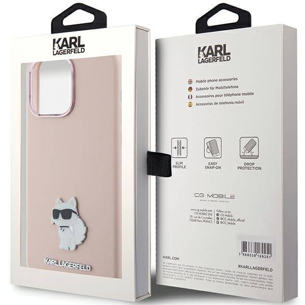 KARL LAGERFELD KLHCP15XSMHCNPP IPHONE 15 PRO MAX 6.7" RÓŻOWY/PINK SILICONE CHOUPETTE METAL PIN