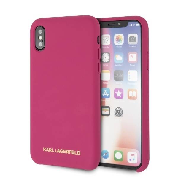 KARL LAGERFELD KLHCPXSLROG IPHONE X/XS HARDCASE FUKSJA/FUSHIA SILICONE