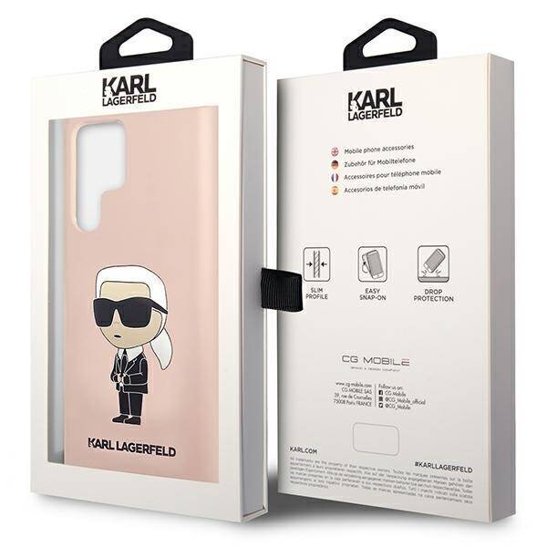 KARL LAGERFELD KLHCS23LSNIKBCP SAM S23 ULTRA S918 HARDCASE RÓŻOWY/PINK SILICONE IKONIK