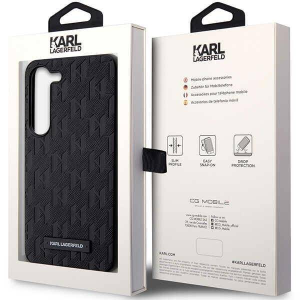 KARL LAGERFELD KLHCS23MSAKLHPK S23+ S916 HARDCASE CZARNY/BLACK SAFFIANO MONO METAL LOGO