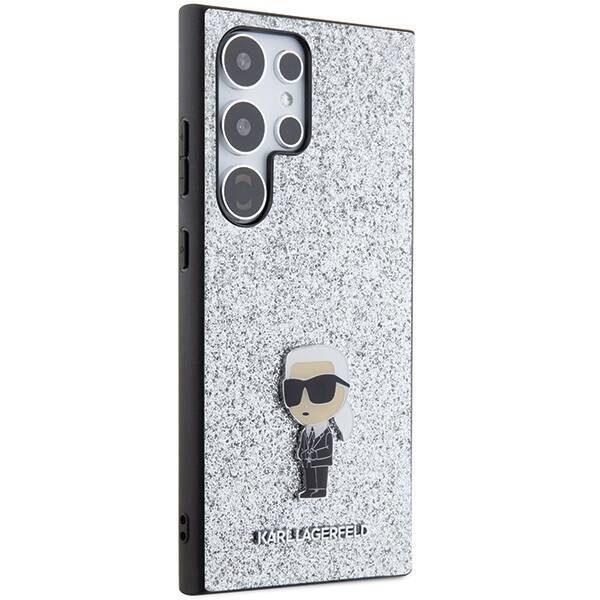 KARL LAGERFELD KLHCS24LGCNPSG S24 ULTRA S928 SREBRNY/SILVER HARDCASE FIXED GLITTER IKONIK LOGO METAL PIN