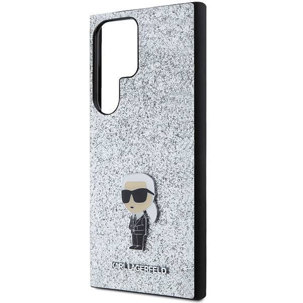 KARL LAGERFELD KLHCS24LGCNPSG S24 ULTRA S928 SREBRNY/SILVER HARDCASE FIXED GLITTER IKONIK LOGO METAL PIN