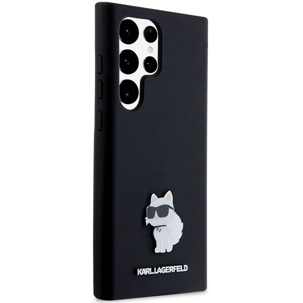 KARL LAGERFELD KLHCS24LSMHCNPK S24 ULTRA S928 CZARNY/BLACK HARDCASE SILICONE CHOUPETTE METAL PIN