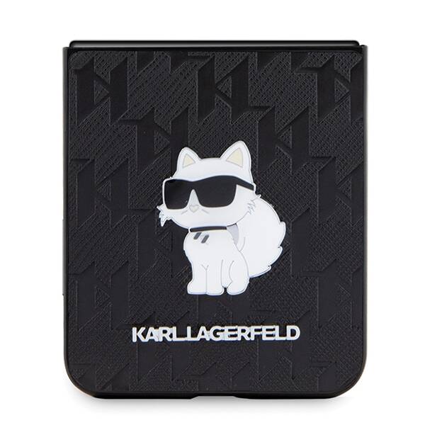 KARL LAGERFELD KLHCZF5SAPCHNPK Z FLIP5 F731 HARDCASE CZARNY/BLACK SAFFIANO MONOGRAM CHOUPETTE PIN