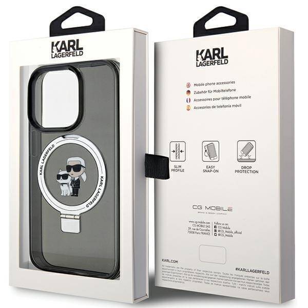 KARL LAGERFELD KLHMP13LHMRSKCK IPHONE 13 PRO 6.1" CZARNY/BLACK HARDCASE RING STAND KARL&CHOUPETTTE MAGSAFE