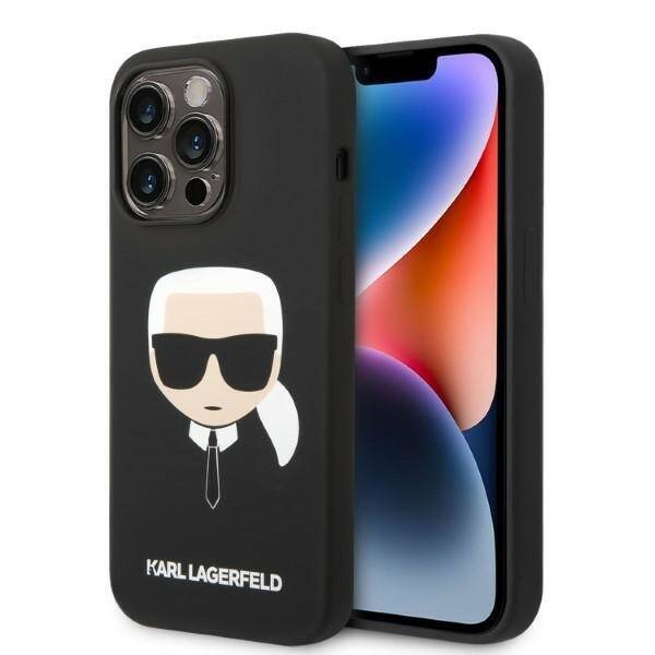 KARL LAGERFELD KLHMP14LSLKHBK IPHONE 14 PRO 6,1" HARDCASE CZARNY/BLACK SILICONE KARL`S HEAD MAGSAFE