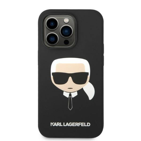 KARL LAGERFELD KLHMP14LSLKHBK IPHONE 14 PRO 6,1" HARDCASE CZARNY/BLACK SILICONE KARL`S HEAD MAGSAFE