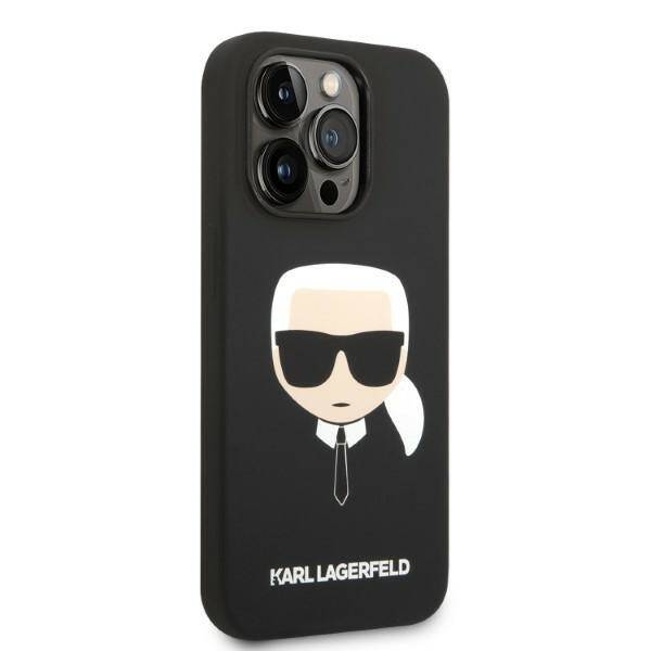 KARL LAGERFELD KLHMP14LSLKHBK IPHONE 14 PRO 6,1" HARDCASE CZARNY/BLACK SILICONE KARL`S HEAD MAGSAFE