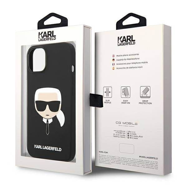 KARL LAGERFELD KLHMP14MSLKHBK IPHONE 14 PLUS / 15 PLUS 6,7" HARDCASE CZARNY/BLACK SILICONE KARL`S HEAD MAGSAFE