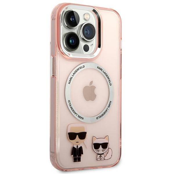 KARL LAGERFELD KLHMP14XHKCP IPHONE 14 PRO MAX 6,7" HARDCASE RÓŻOWY/PINK KARL & CHOUPETTE ALUMINIUM MAGSAFE